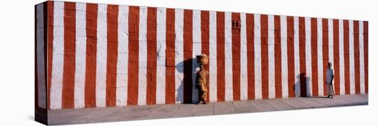 Two People Standing Outside a Temple, Tamil Nadu, India-null-Stretched Canvas