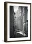 Two People Walking Up Sunny Side Street Near St Michel Notre Dame in Paris, France-Robert Such-Framed Photographic Print