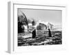 Two People Watching House Burn in Aftermath of Hurricane Hazel-Hank Walker-Framed Photographic Print