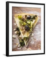 Two Pieces of Pizza with Mince, Olives, Spinach and Cheese-null-Framed Photographic Print