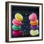 Two Piles Of Colorful Macaroons-Anna-Mari West-Framed Art Print