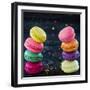 Two Piles Of Colorful Macaroons-Anna-Mari West-Framed Art Print