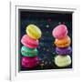 Two Piles Of Colorful Macaroons-Anna-Mari West-Framed Art Print