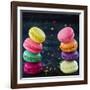 Two Piles Of Colorful Macaroons-Anna-Mari West-Framed Art Print