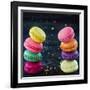 Two Piles Of Colorful Macaroons-Anna-Mari West-Framed Art Print