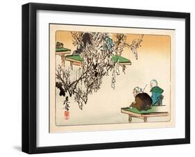 Two Pilgrims Gazing at a Tree Festooned with Prayers-Zeshin Shibata-Framed Giclee Print