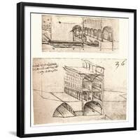 Two plans for canals in a town, c1472-c1519 (1883)-Leonardo Da Vinci-Framed Giclee Print