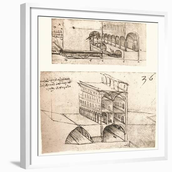 Two plans for canals in a town, c1472-c1519 (1883)-Leonardo Da Vinci-Framed Giclee Print