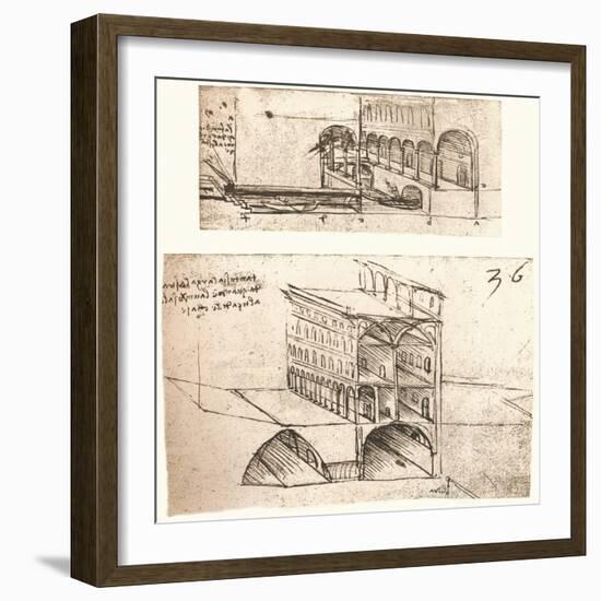 Two plans for canals in a town, c1472-c1519 (1883)-Leonardo Da Vinci-Framed Giclee Print