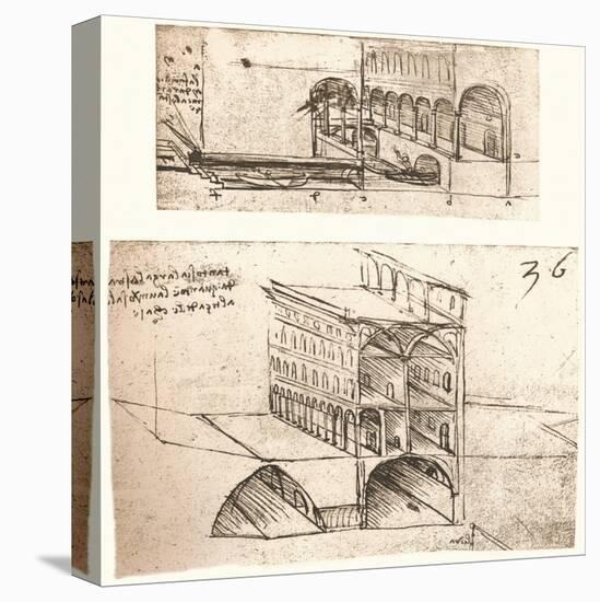 Two plans for canals in a town, c1472-c1519 (1883)-Leonardo Da Vinci-Stretched Canvas