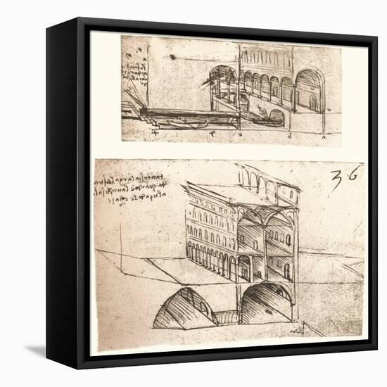 Two plans for canals in a town, c1472-c1519 (1883)-Leonardo Da Vinci-Framed Stretched Canvas