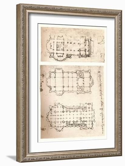 Two plans of churches, c1472-c1519 (1883)-Leonardo Da Vinci-Framed Giclee Print