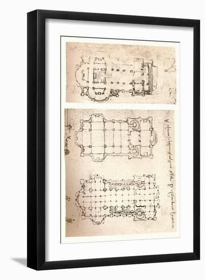 Two plans of churches, c1472-c1519 (1883)-Leonardo Da Vinci-Framed Giclee Print