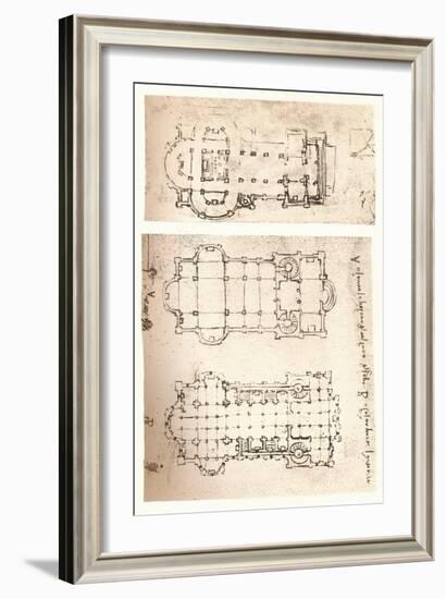 Two plans of churches, c1472-c1519 (1883)-Leonardo Da Vinci-Framed Giclee Print