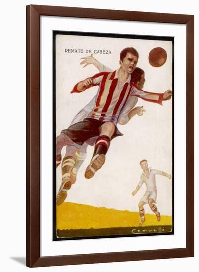Two Players Challenging Each Other for the Same Ball-null-Framed Art Print