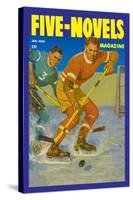 Two Players Skating Towards the Bouncing Puck-null-Stretched Canvas