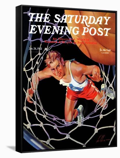 "Two Points," Saturday Evening Post Cover, January 24, 1942-Ski Weld-Framed Stretched Canvas