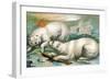 Two Polar Bears Fighting over Seal, 1884-null-Framed Giclee Print