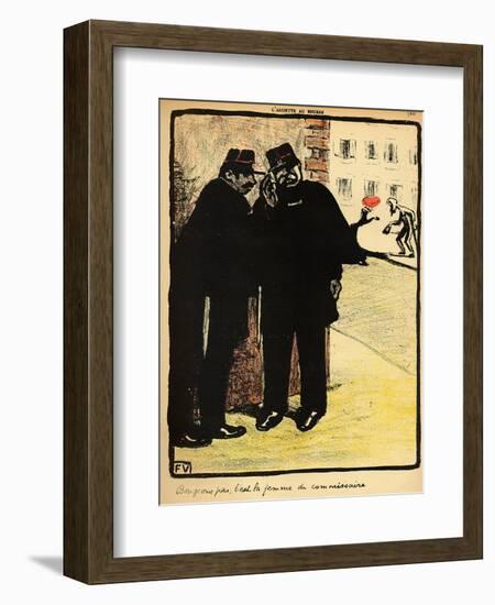 Two Policemen Hide from the Commissioner's Wife, from 'Crimes and Punishments'-Félix Vallotton-Framed Giclee Print