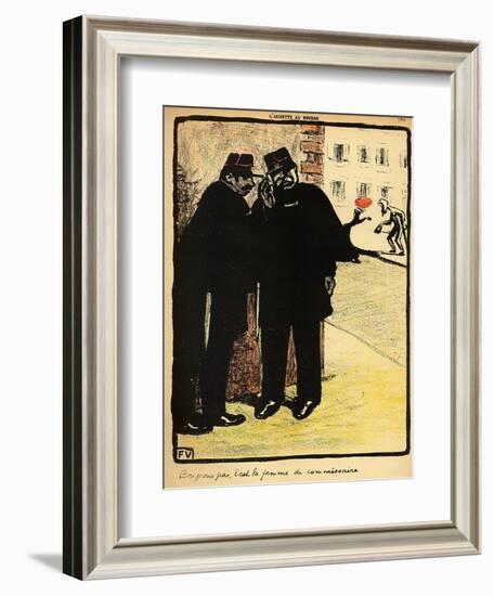 Two Policemen Hide from the Commissioner's Wife, from 'Crimes and Punishments'-Félix Vallotton-Framed Giclee Print