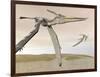 Two Pteranodons Flying over Small Islands-null-Framed Art Print