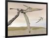 Two Pteranodons Flying over Small Islands-null-Framed Art Print