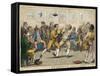 Two Pugilists Spar as a Gathering of Men Enjoy the Action-Isaac Cruikshank-Framed Stretched Canvas