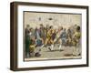 Two Pugilists Spar as a Gathering of Men Enjoy the Action-Isaac Cruikshank-Framed Art Print