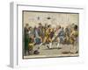 Two Pugilists Spar as a Gathering of Men Enjoy the Action-Isaac Cruikshank-Framed Art Print