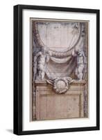 Two Putti Supporting a Blank Medallion-Correggio-Framed Giclee Print