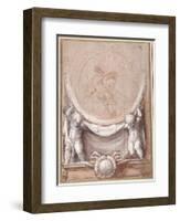 Two Putti Supporting a Medallion on Which the Cloud-Borne Christ Is Represented-Correggio-Framed Giclee Print