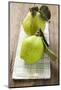 Two Quinces with Leaves on Tea Towel-Eising Studio - Food Photo and Video-Mounted Photographic Print