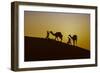 Two Rabari men climbing a dune with their dromedaries at sunset, Great Rann of Kutch Desert, India-G&M Therin-Weise-Framed Photographic Print