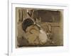 Two Rabbits, One Eating Carrots-Joseph Crawhall-Framed Giclee Print