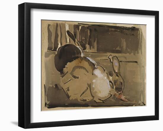 Two Rabbits, One Eating Carrots-Joseph Crawhall-Framed Giclee Print