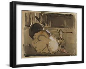 Two Rabbits, One Eating Carrots-Joseph Crawhall-Framed Giclee Print