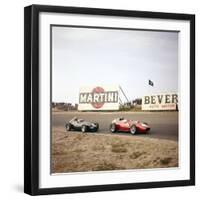 Two Racing Cars Taking a Bend, Dutch Grand Prix, Zandvoort, Holland, 1959-null-Framed Photographic Print