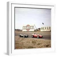 Two Racing Cars Taking a Bend, Dutch Grand Prix, Zandvoort, Holland, 1959-null-Framed Photographic Print