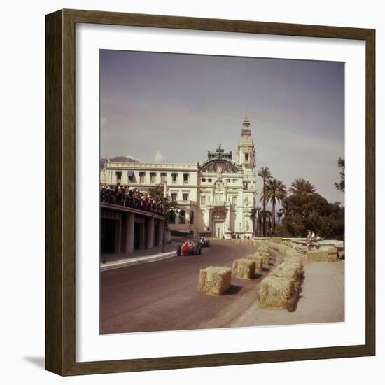 Two Racing Cars Taking a Bend, Monaco Grand Prix, Monte Carlo, 1959-null-Framed Photographic Print