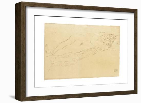 Two Reclining Nudes, c.1913-Gustav Klimt-Framed Giclee Print