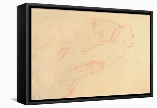 Two Reclining Women-Gustav Klimt-Framed Stretched Canvas