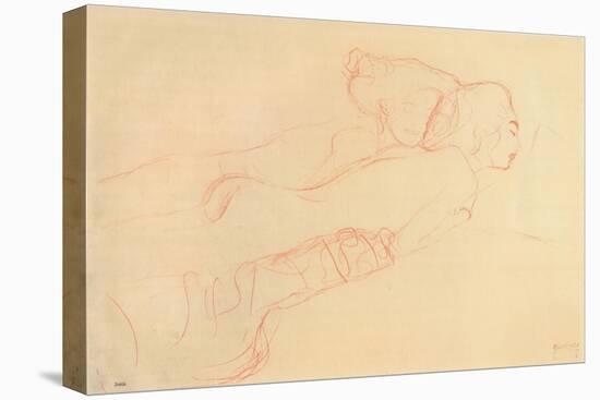 Two Reclining Women-Gustav Klimt-Stretched Canvas