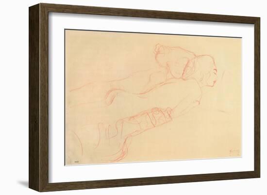 Two Reclining Women-Gustav Klimt-Framed Giclee Print