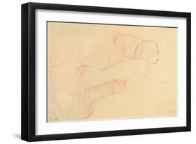 Two Reclining Women-Gustav Klimt-Framed Giclee Print