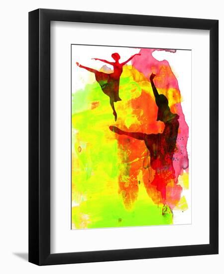 Two Red Ballerinas Watercolor-Irina March-Framed Art Print