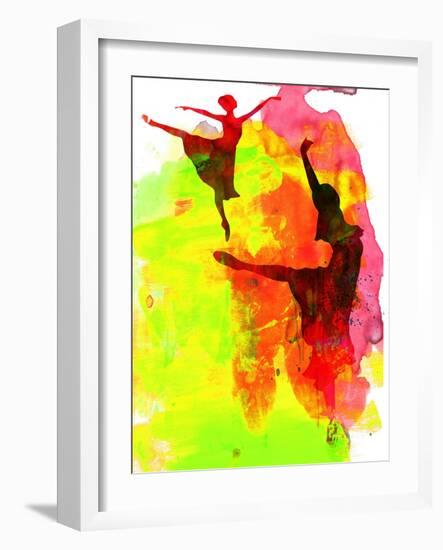 Two Red Ballerinas Watercolor-Irina March-Framed Art Print