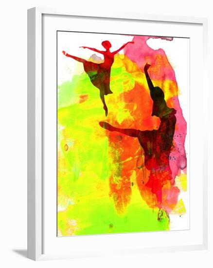 Two Red Ballerinas Watercolor-Irina March-Framed Art Print