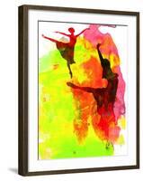 Two Red Ballerinas Watercolor-Irina March-Framed Art Print