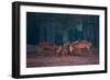 Two Red Deer Stags Battle Early One Morning in Richmond Park-Alex Saberi-Framed Photographic Print