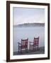 Two Red Rockers on Dock at Sunrise, Lake Mooselookmegontic, Maine-Nance Trueworthy-Framed Photographic Print